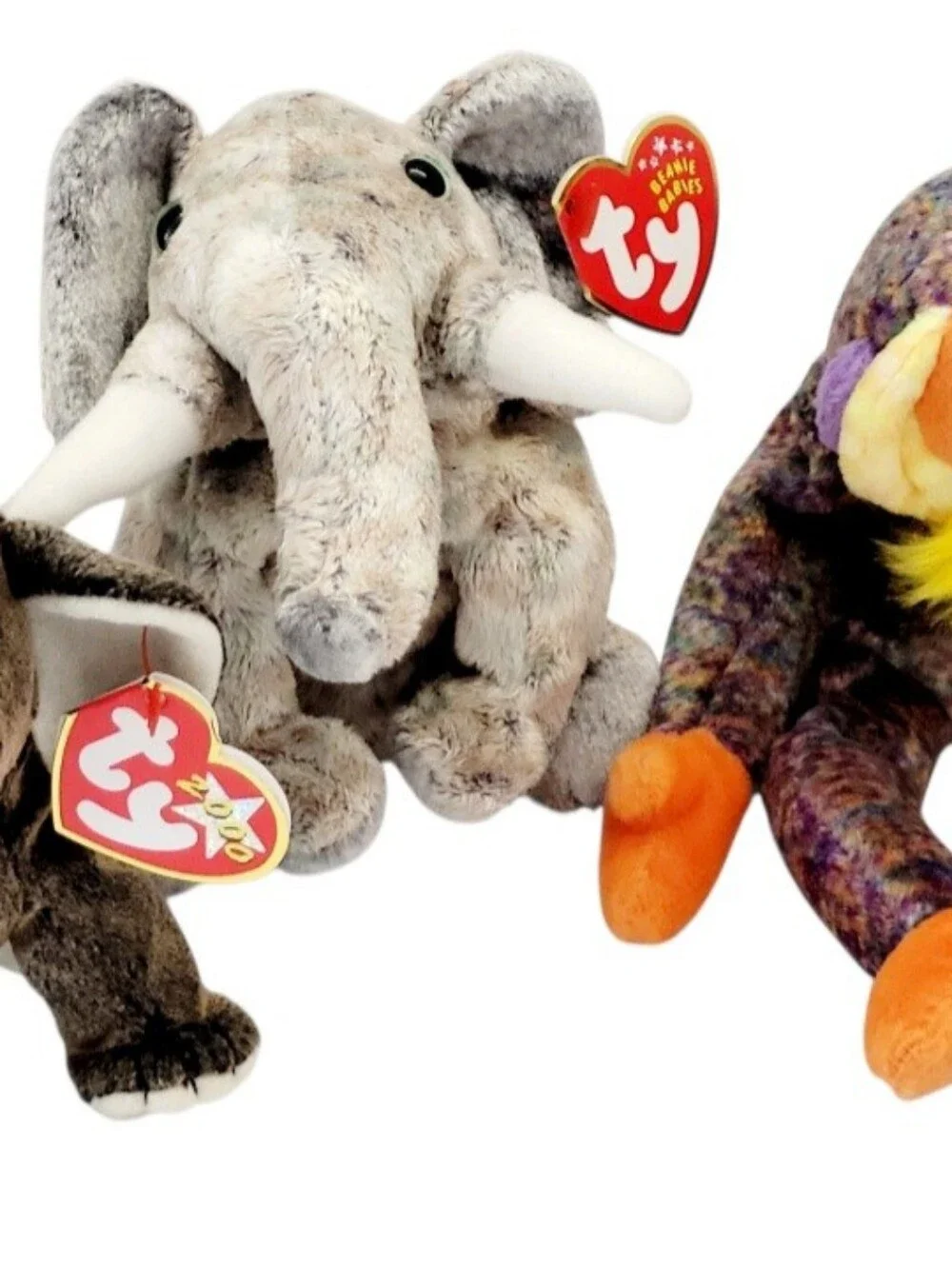 (Lot Of 8) Ty Beanie Baby/Bushy/BananasX2/Swampy/Sneaky/Bahati/Trumpet/Freckles/
